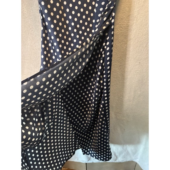 Polka Dot Cowl Neck Midi Dress SMALL Sexy Silk Side Slit By Pookie &Sebastian - Picture 13 of 16